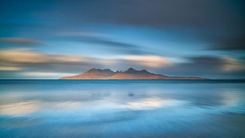 An Epic Sunrise In Eigg White Modern Wood Framed Art Print with Double Matting by Ruoppolo, Luigi