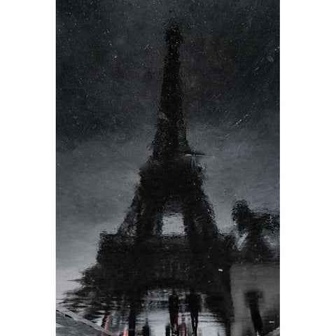 Rain In Paris Black Modern Wood Framed Art Print with Double Matting by Weber, Roland