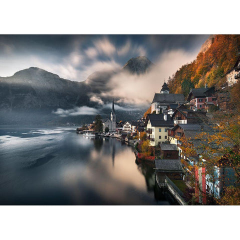 Hallstatt Black Modern Wood Framed Art Print with Double Matting by Nienartowicz, Karol