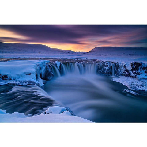 Wintry Waterfall White Modern Wood Framed Art Print by Ruoppolo, Luigi