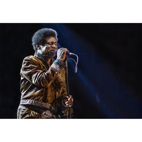 Charles Bradley On Stage Black Modern Wood Framed Art Print with Double Matting by Domont, Jois