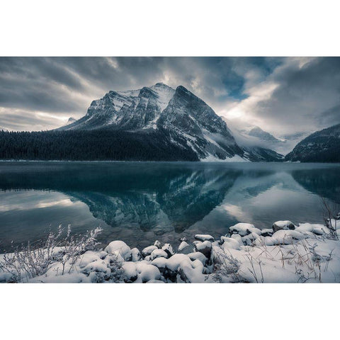 Sunrise At Lake Louise Black Modern Wood Framed Art Print with Double Matting by Macia, Ivan