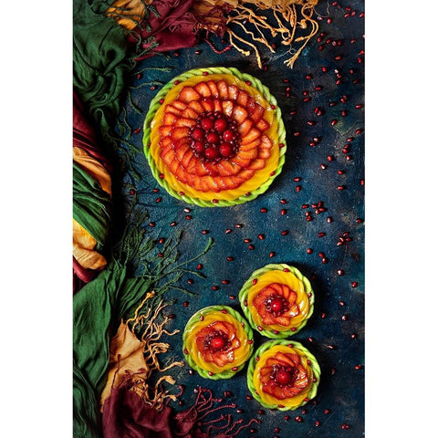 Colored Fruit Tart Black Modern Wood Framed Art Print with Double Matting by VLAICU, Denisa