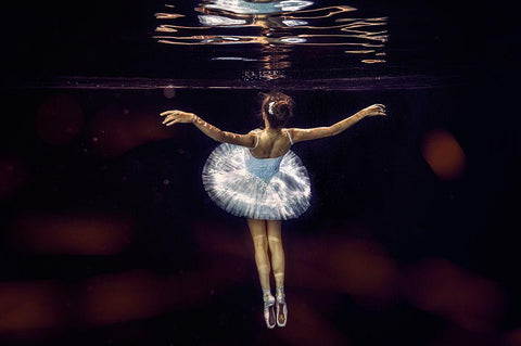 Underwater White Ballet White Modern Wood Framed Art Print with Double Matting by Kleiner, Petr