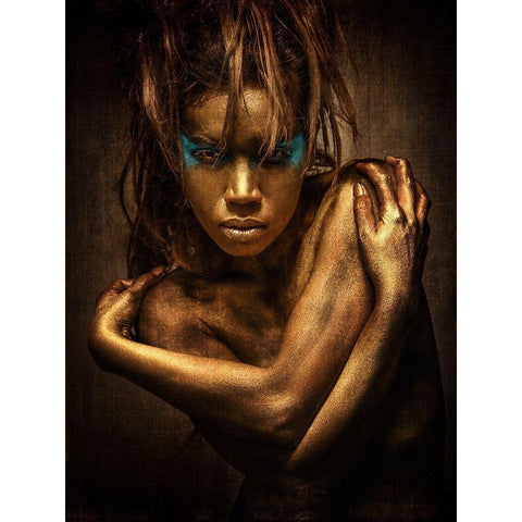 Golden Girl Gold Ornate Wood Framed Art Print with Double Matting by Siegart