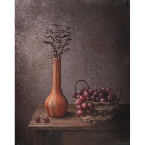 Grapes White Modern Wood Framed Art Print by Perfoncio, Margareth