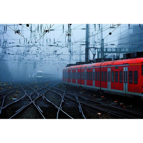 Railroads Black Modern Wood Framed Art Print with Double Matting by Buss, Alexander