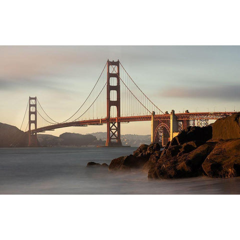 Golden Gate Bridge White Modern Wood Framed Art Print by Langager, Ron