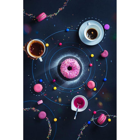 Space Donut White Modern Wood Framed Art Print by Belenko, Dina