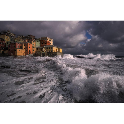 The Stormy Sea White Modern Wood Framed Art Print by Zappia, Andrea