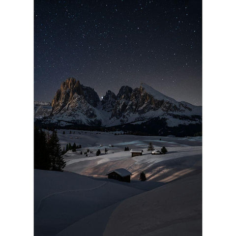 Night Under The Stars White Modern Wood Framed Art Print by Zappia, Andrea