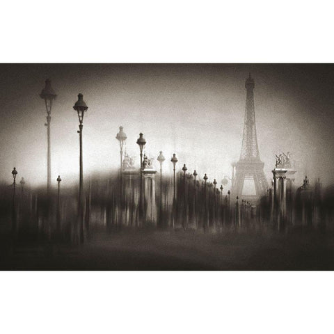 Pont Alexandre Iii Black Modern Wood Framed Art Print with Double Matting by W., Orkidea