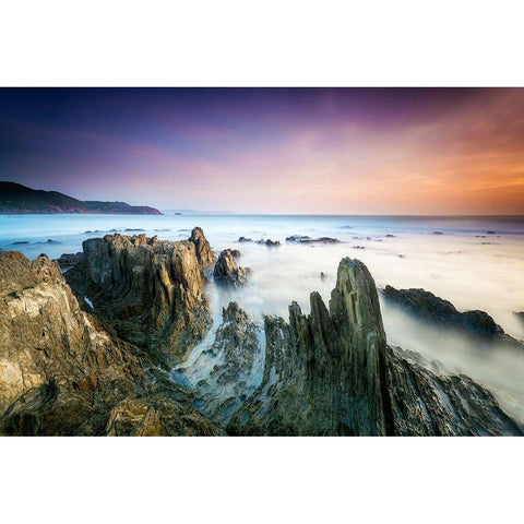 Sunset Black Modern Wood Framed Art Print with Double Matting by Atzori, Daniele