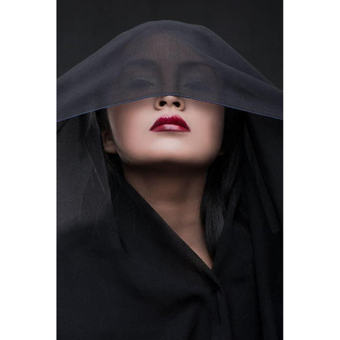 Her Red Lips White Modern Wood Framed Art Print by Boer, Faldhy