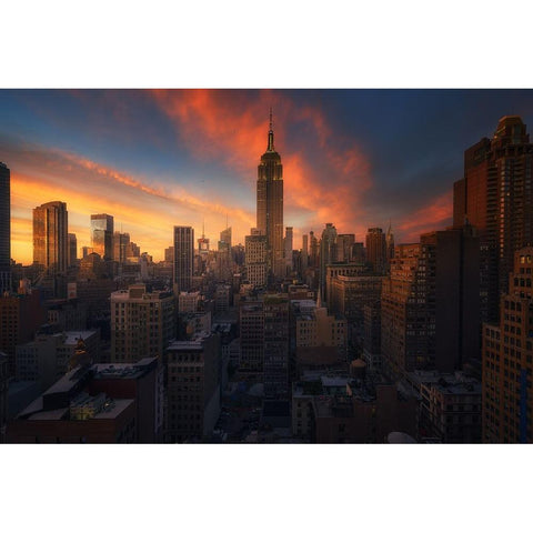 Rooftop, New York Black Modern Wood Framed Art Print with Double Matting by Martin Castan, David