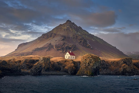 Arnarstapi Black Ornate Wood Framed Art Print with Double Matting by Cremades, Carlos