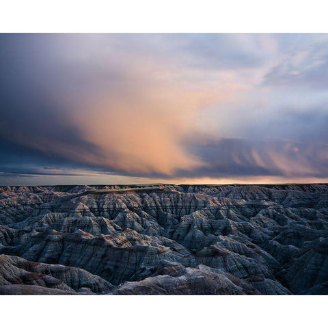 Twilight Over Badlands Black Modern Wood Framed Art Print with Double Matting by Fan, John