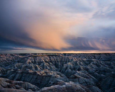 Twilight Over Badlands White Modern Wood Framed Art Print with Double Matting by Fan, John