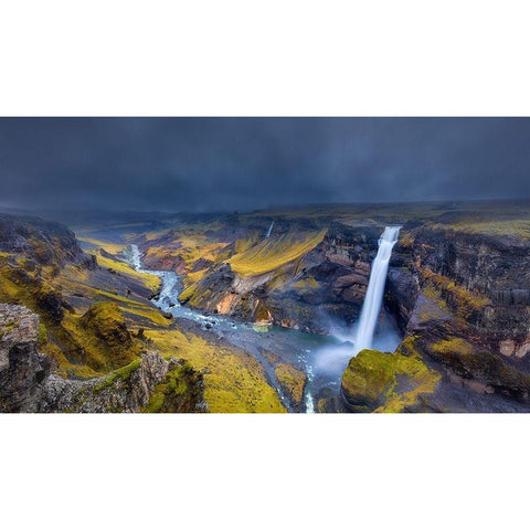 Iceland Waterfall White Modern Wood Framed Art Print by Bian, James