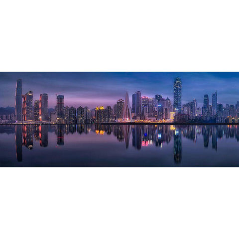 Chongqing Reflection White Modern Wood Framed Art Print by Xu, Mei