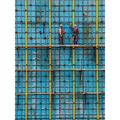 Construction Worker Black Modern Wood Framed Art Print with Double Matting by Bagci, Emir