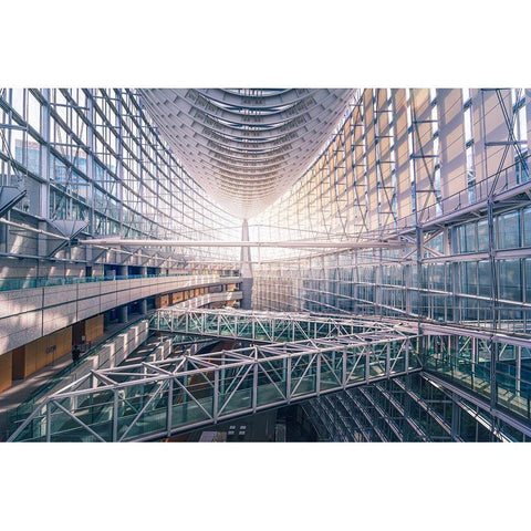Tokyo International Forum White Modern Wood Framed Art Print by Vine, Daniel