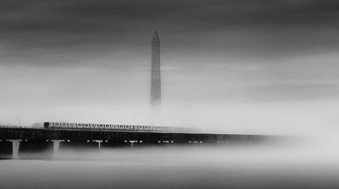 Over The Potomac River Black Ornate Wood Framed Art Print with Double Matting by P., Ruiqing