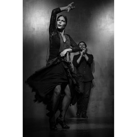 Flamenco Dancer Black Modern Wood Framed Art Print with Double Matting by Deakin, Karen