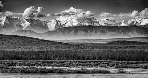 The Alaskan Range White Modern Wood Framed Art Print with Double Matting by C. Sink, Jeffrey