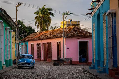 Colourful Trinidad - Cuba Black Ornate Wood Framed Art Print with Double Matting by Deakin, John