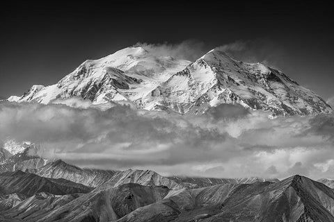 Denali From The Opposing Ridge Line White Modern Wood Framed Art Print with Double Matting by C. Sink, Jeffrey