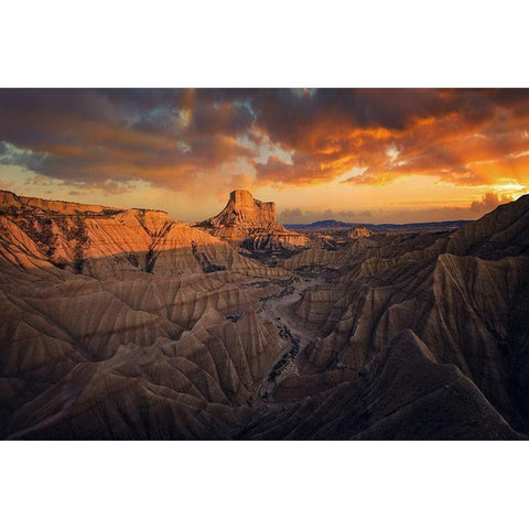 Badlands-Bardenas Reales Black Modern Wood Framed Art Print with Double Matting by Martin Castan, David