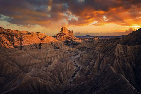 Badlands-Bardenas Reales White Modern Wood Framed Art Print with Double Matting by Martin Castan, David