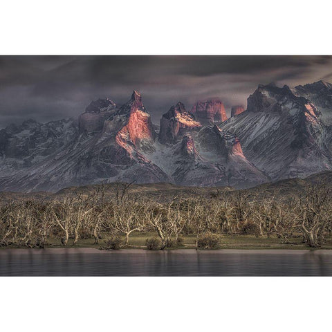 Below The Peaks Of Patagonia Black Modern Wood Framed Art Print by Svoboda Mqep, Peter