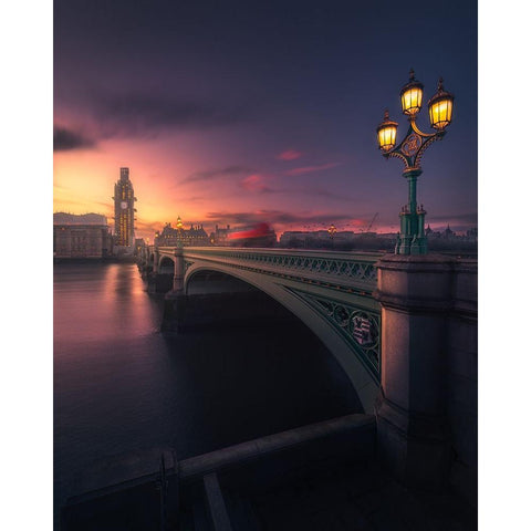 Mystical London Black Modern Wood Framed Art Print by George, David