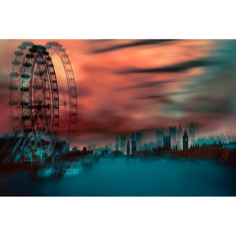 London Black Modern Wood Framed Art Print with Double Matting by aRRO