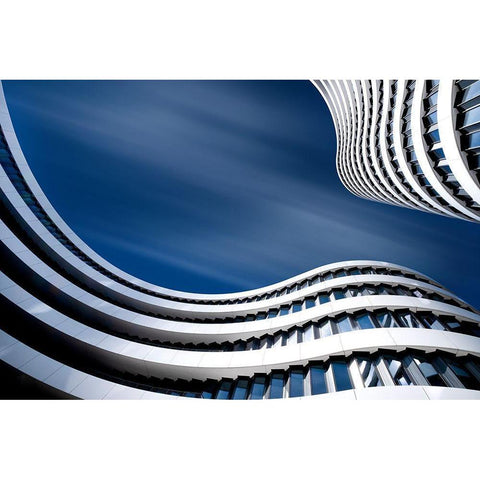 Curved Architecture Black Modern Wood Framed Art Print with Double Matting by Endermann, Rolf