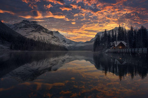 Emerald  Lake-Canada White Modern Wood Framed Art Print with Double Matting by Martin Castan, David