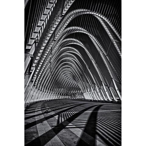 Calatrava Constraction #03 Black Modern Wood Framed Art Print with Double Matting by Logiotatides, Yiannis