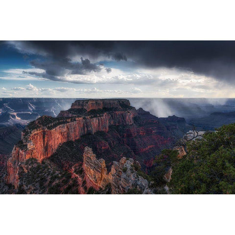 Scattered Showers At Grand Canyon Black Modern Wood Framed Art Print by Ning, Aidong