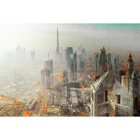 Twin Tower - Dubai White Modern Wood Framed Art Print by Chiriaco, Carmine