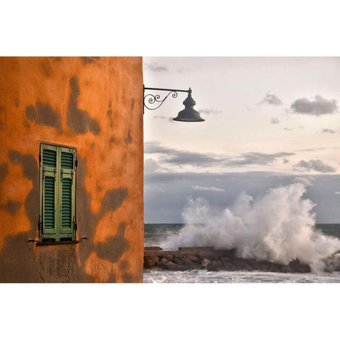 The Wall And The Wave Black Modern Wood Framed Art Print with Double Matting by Bolla, Paolo