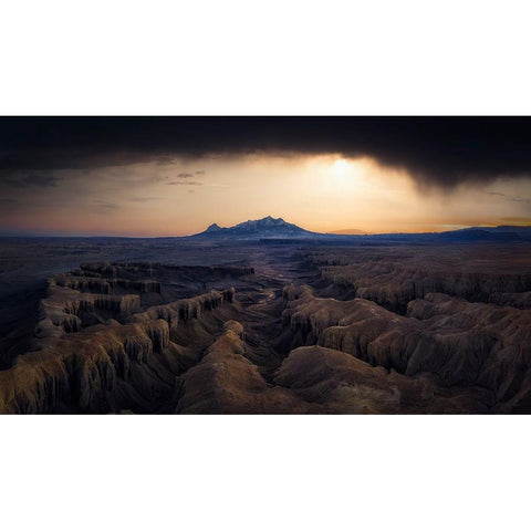 Dusk Of Badland Black Modern Wood Framed Art Print by Zheng, Michael