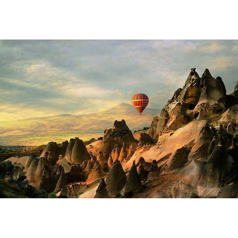 Cappadocia White Modern Wood Framed Art Print by Basa, Emine