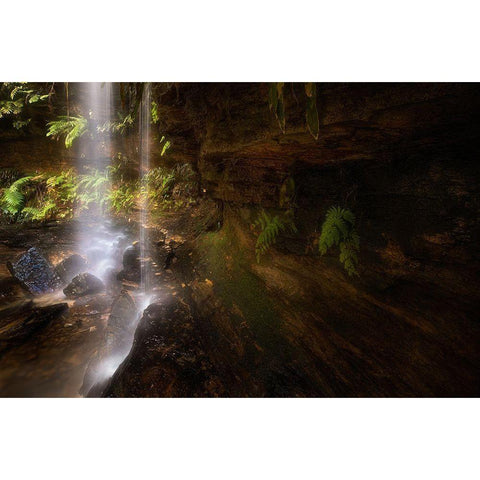 Hidden Waterfalls (2) Black Modern Wood Framed Art Print by Zhang, Yan