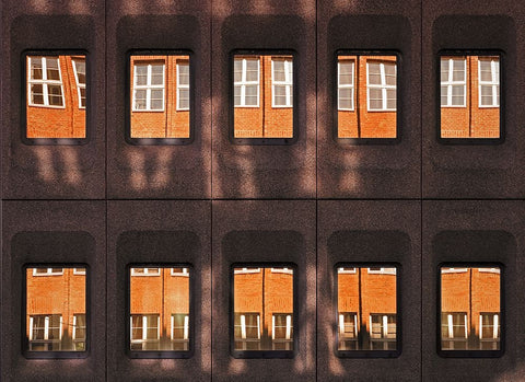 Golden Reflections White Modern Wood Framed Art Print with Double Matting by Hawerkamp, Hans-Wolfgang