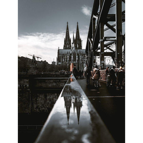 The Cologne Cathedral Black Modern Wood Framed Art Print with Double Matting by Coniglio, Massimiliano