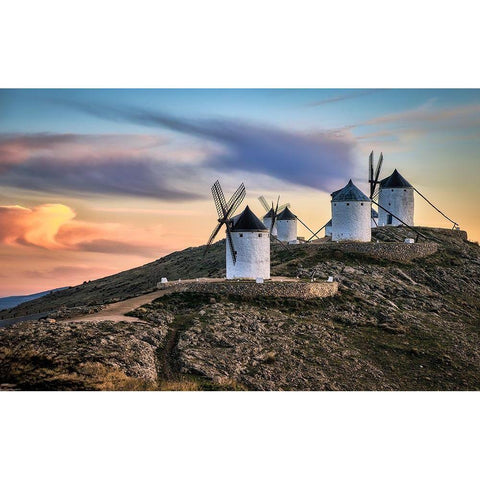 Molinos Al Viento Gold Ornate Wood Framed Art Print with Double Matting by Luis Seco, Juan