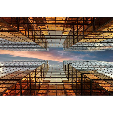 Golden Mirrors Black Modern Wood Framed Art Print with Double Matting by Massetti, Fabrizio