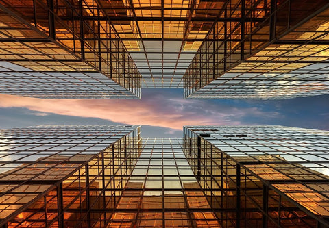 Golden Mirrors White Modern Wood Framed Art Print with Double Matting by Massetti, Fabrizio